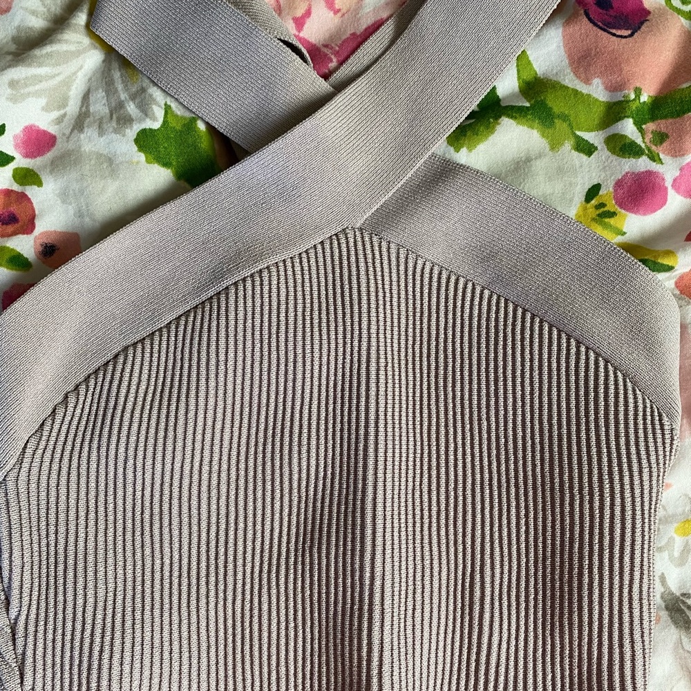 Aritzia Babaton Sculpt Knit Criss Cross Tank Mauve